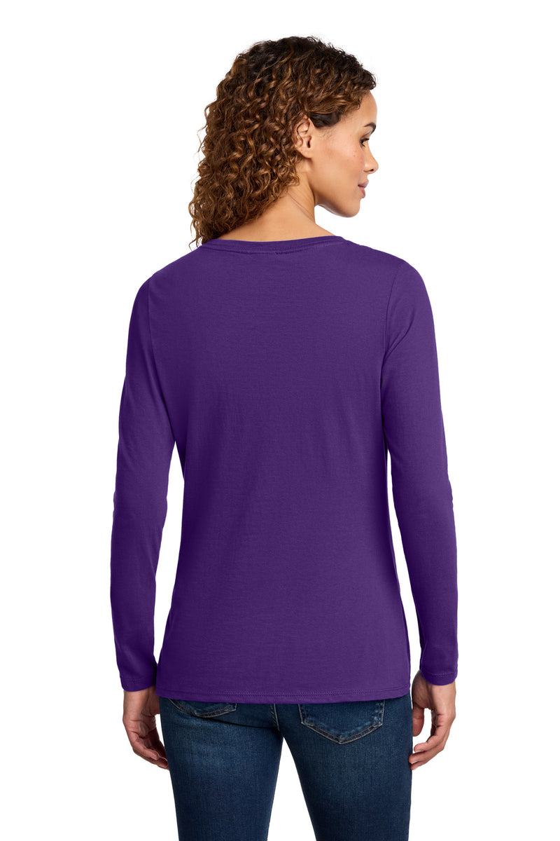 Port & Co Women's Long Sleeve Fan Favorite V-Neck Tee - Team Purple
