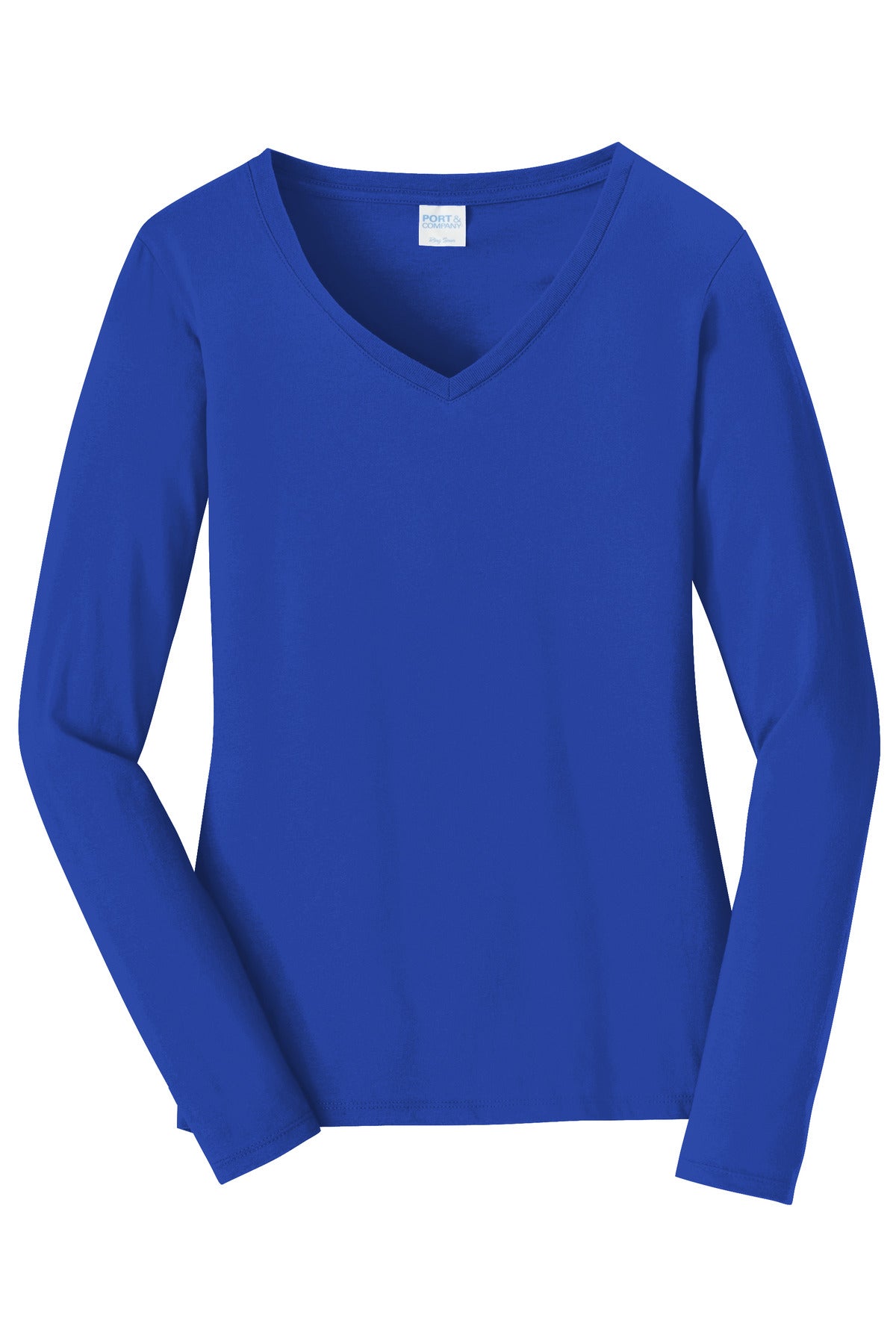 Port & Co Women's Long Sleeve Fan Favorite V-Neck Tee - True Royal