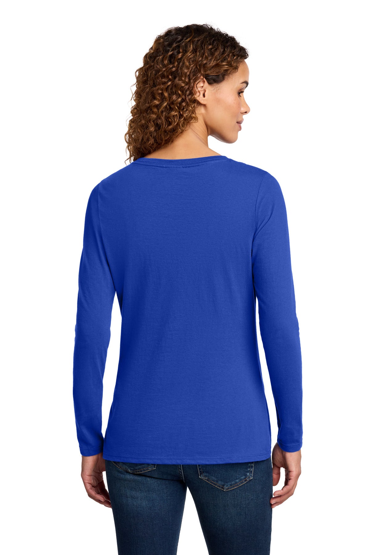 Port & Co Women's Long Sleeve Fan Favorite V-Neck Tee - True Royal