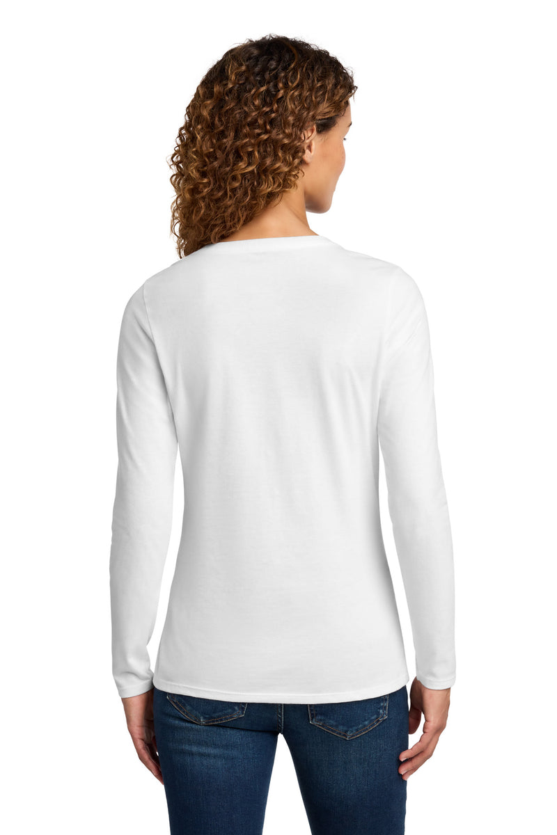Port & Co Women's Long Sleeve Fan Favorite V-Neck Tee - White