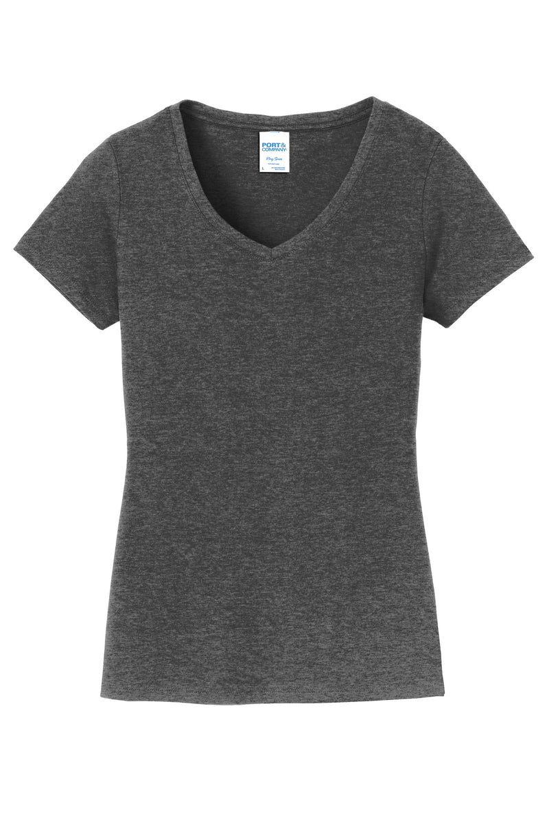 Port & Co Women's Fan Favorite V-Neck Tee - Dark Heather Grey