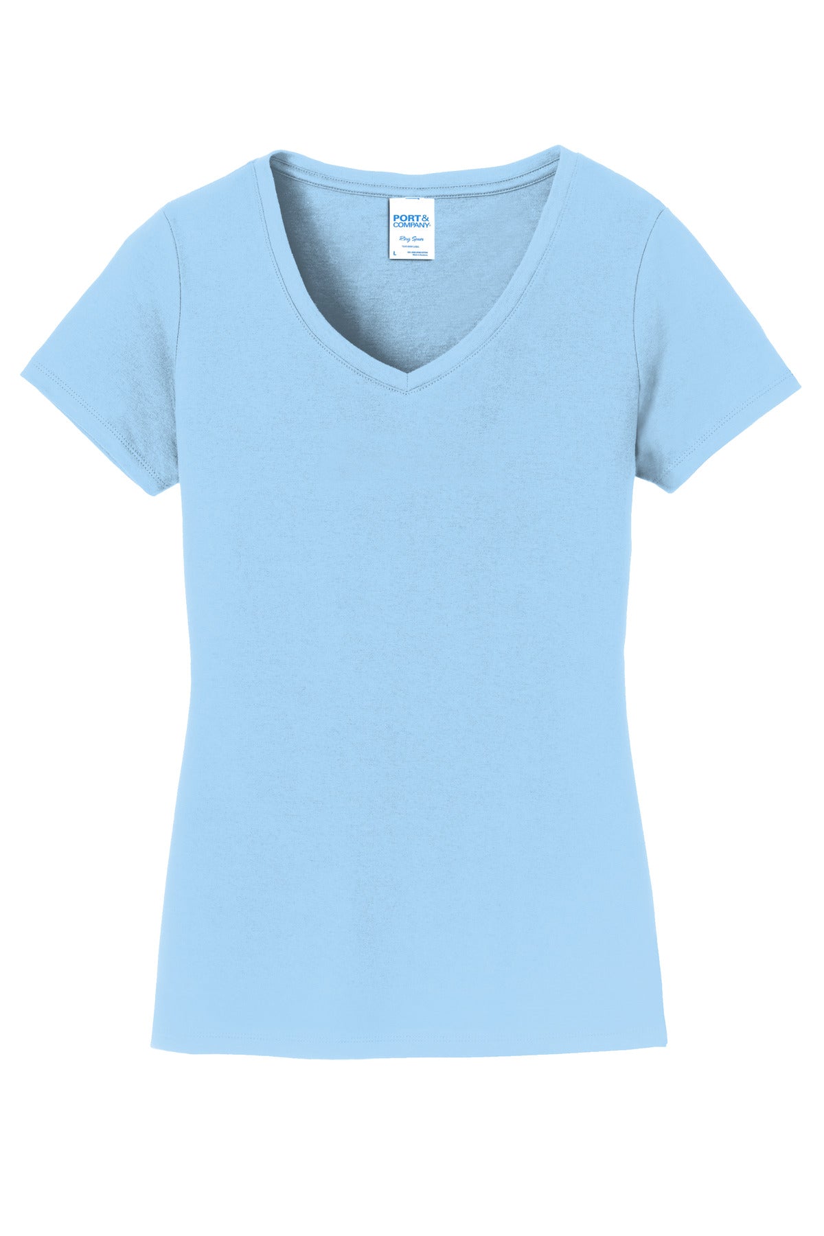 Port & Co Women's Fan Favorite V-Neck Tee - Light Blue