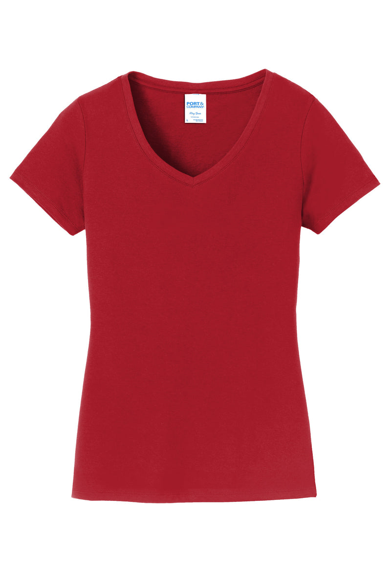 Port & Co Women's Fan Favorite V-Neck Tee - Team Cardinal