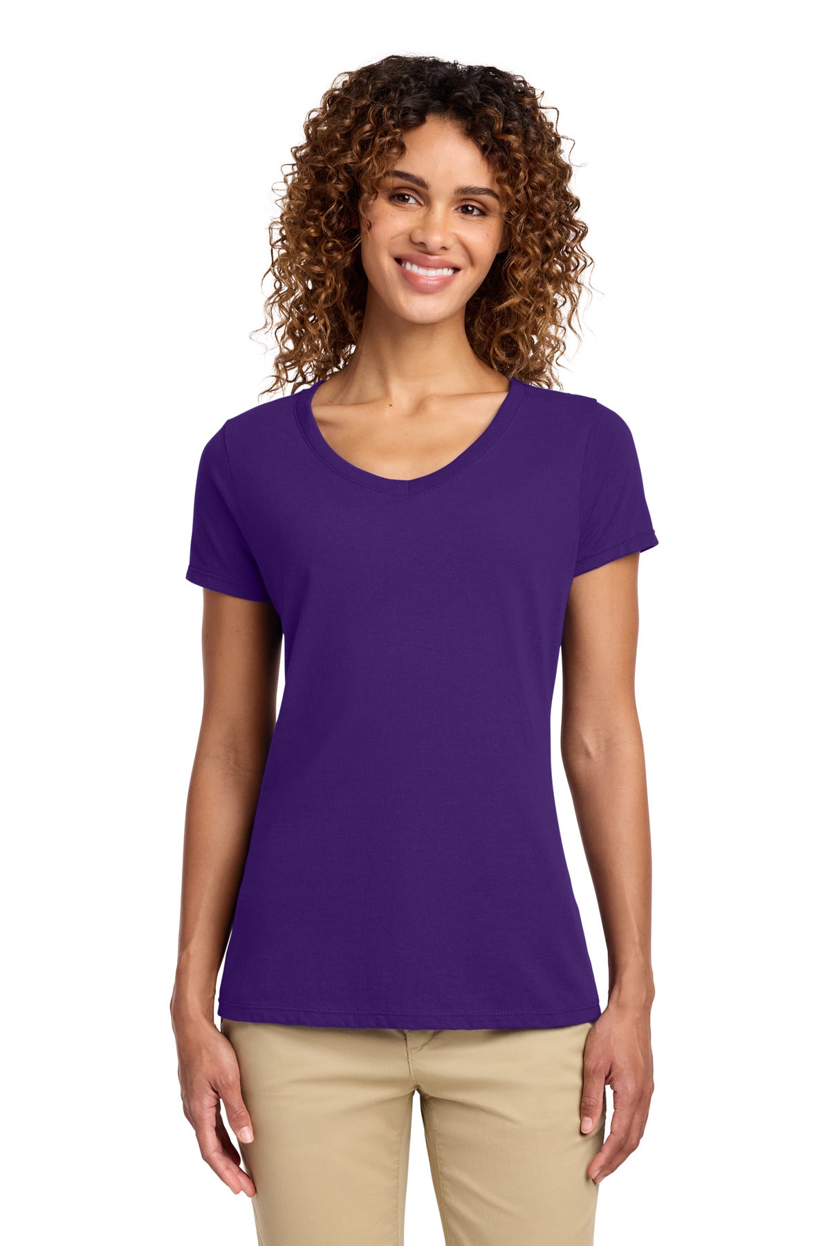 Port & Co Women's Fan Favorite V-Neck Tee - Team Purple