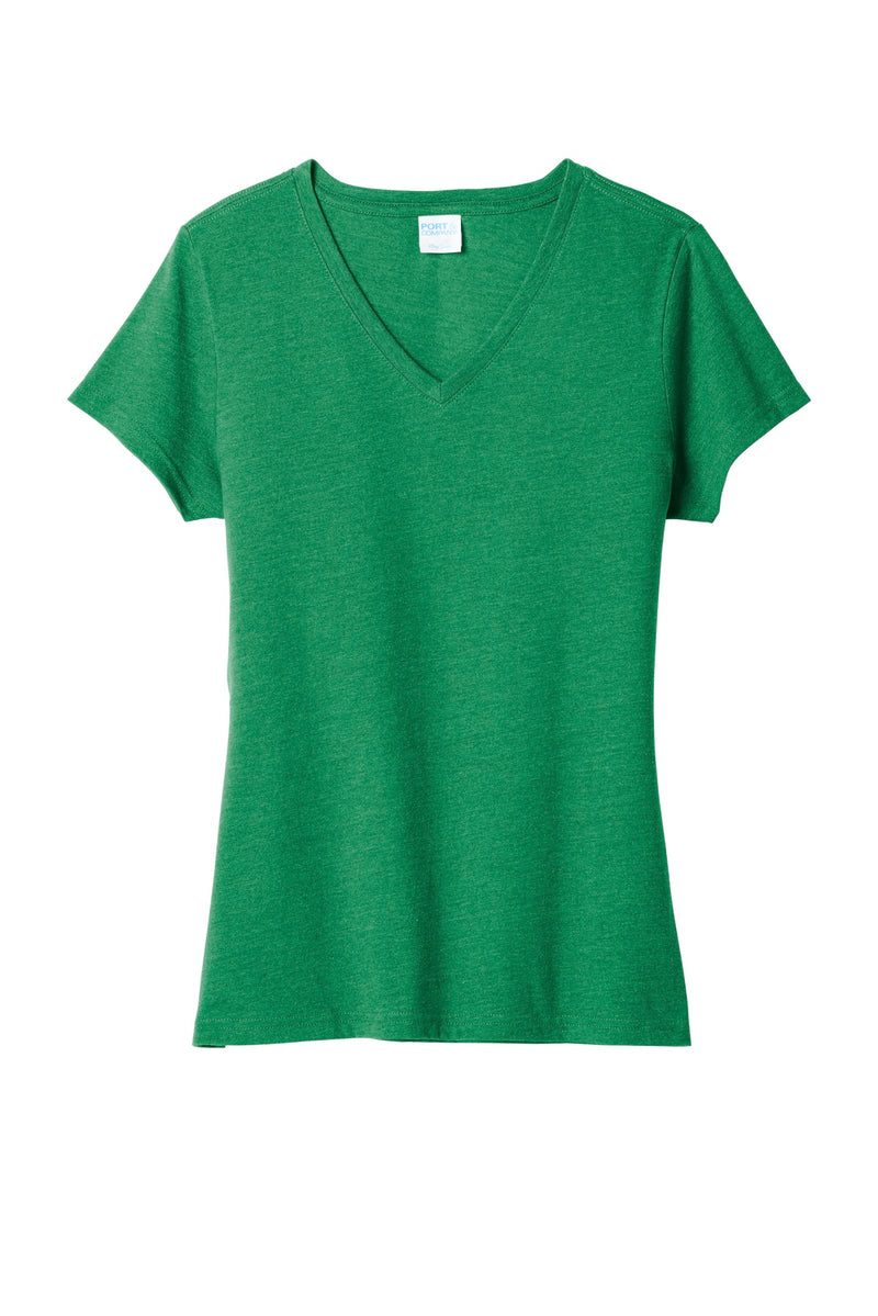 Port & Co Women's Fan Favorite Blend V-Neck Tee - Athletic Kelly Green Heather