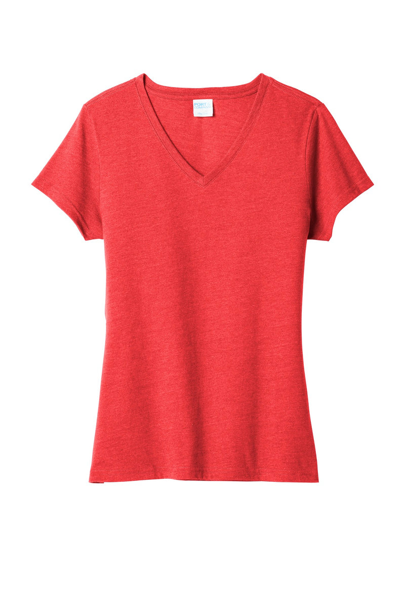 Port & Co Women's Fan Favorite Blend V-Neck Tee - Bright Red Heather