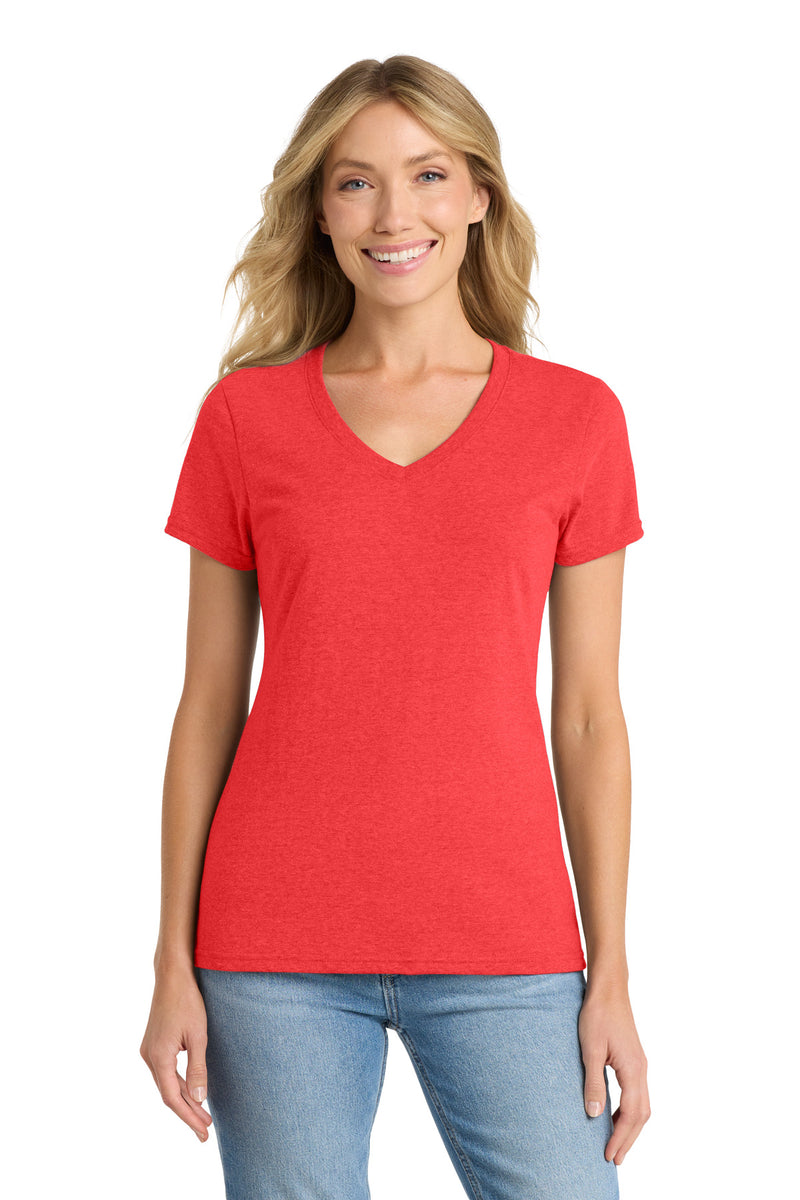 Port & Co Women's Fan Favorite Blend V-Neck Tee - Bright Red Heather