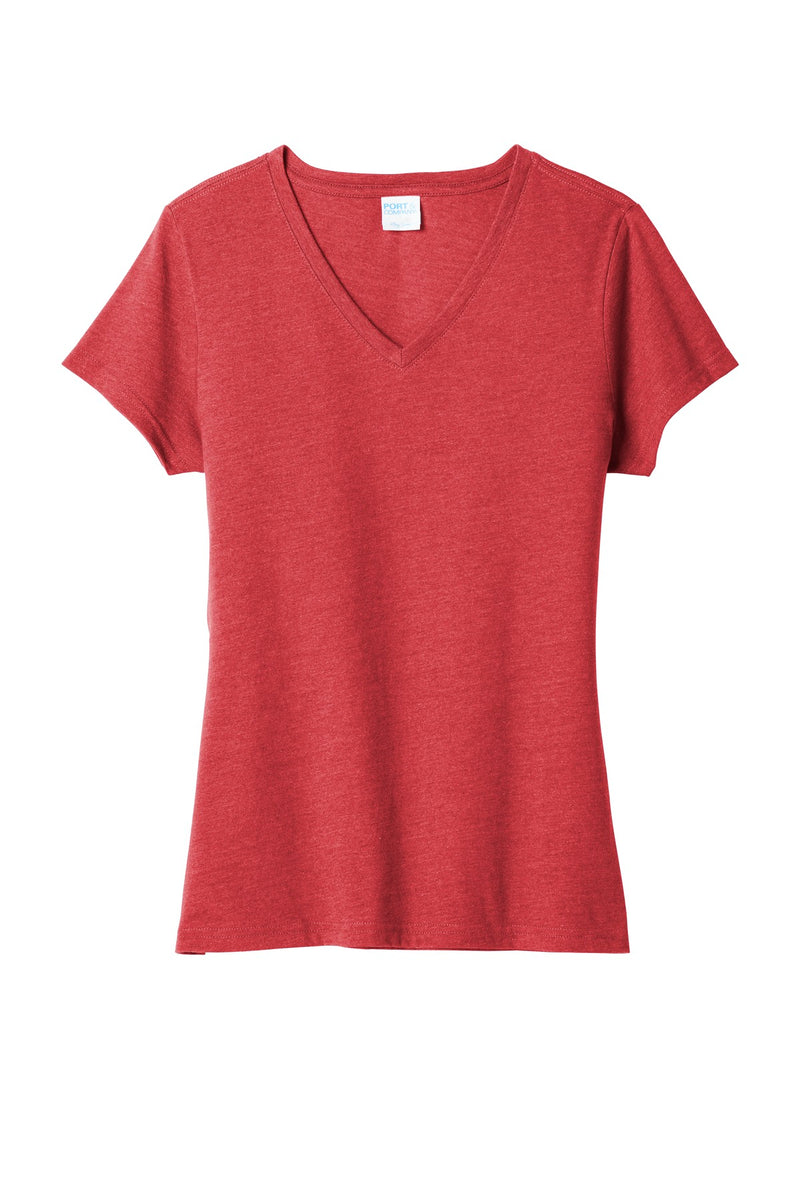 Port & Co Women's Fan Favorite Blend V-Neck Tee - Team Cardinal Heather