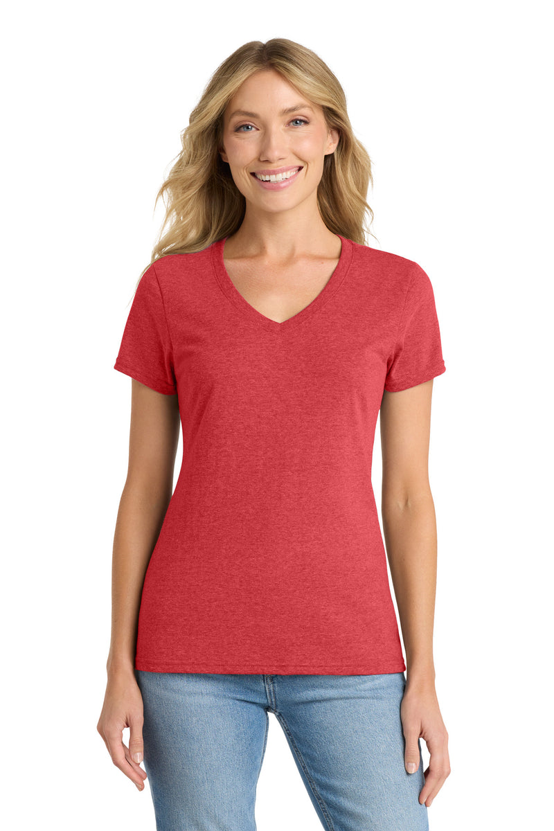 Port & Co Women's Fan Favorite Blend V-Neck Tee - Team Cardinal Heather