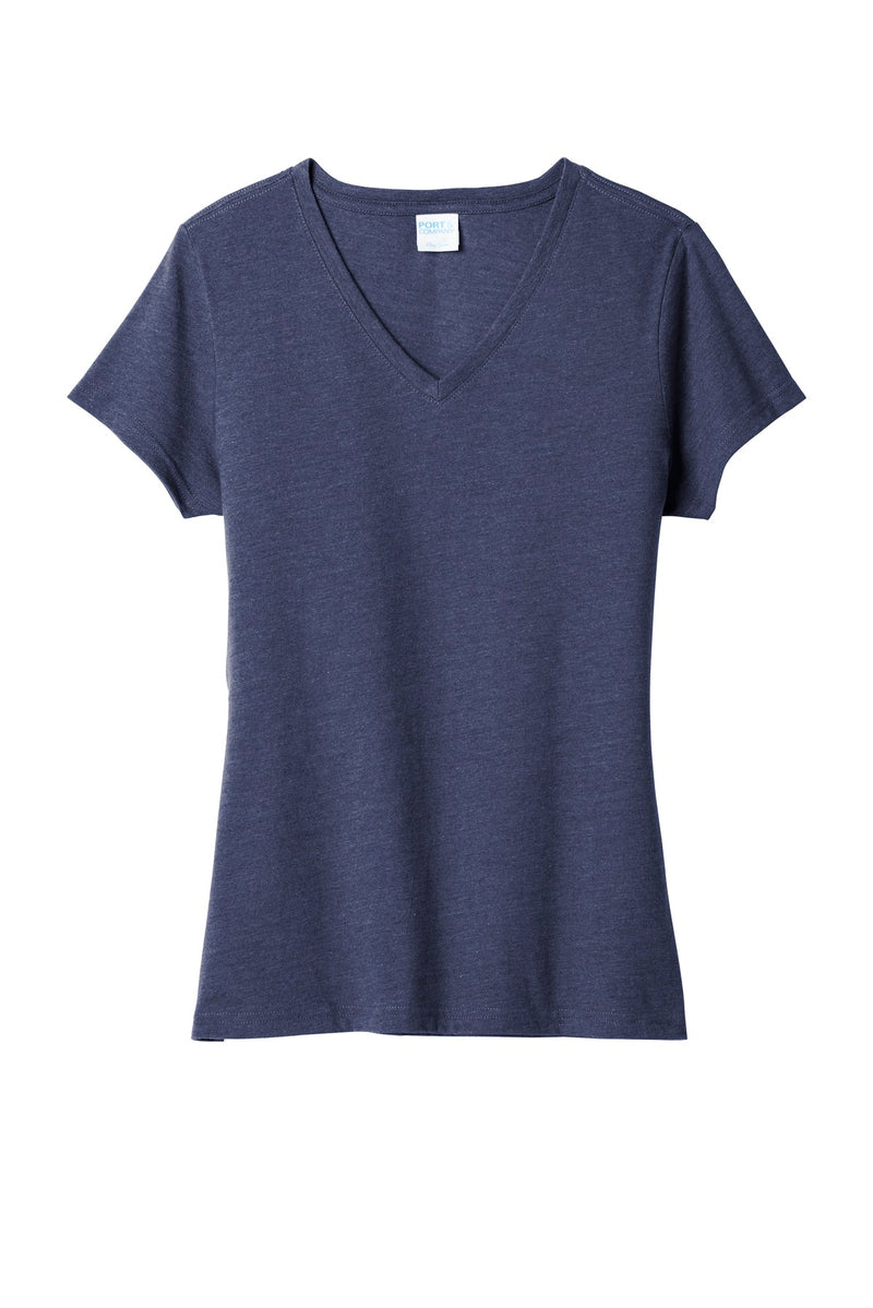 Port & Co Women's Fan Favorite Blend V-Neck Tee - Team Navy Heather