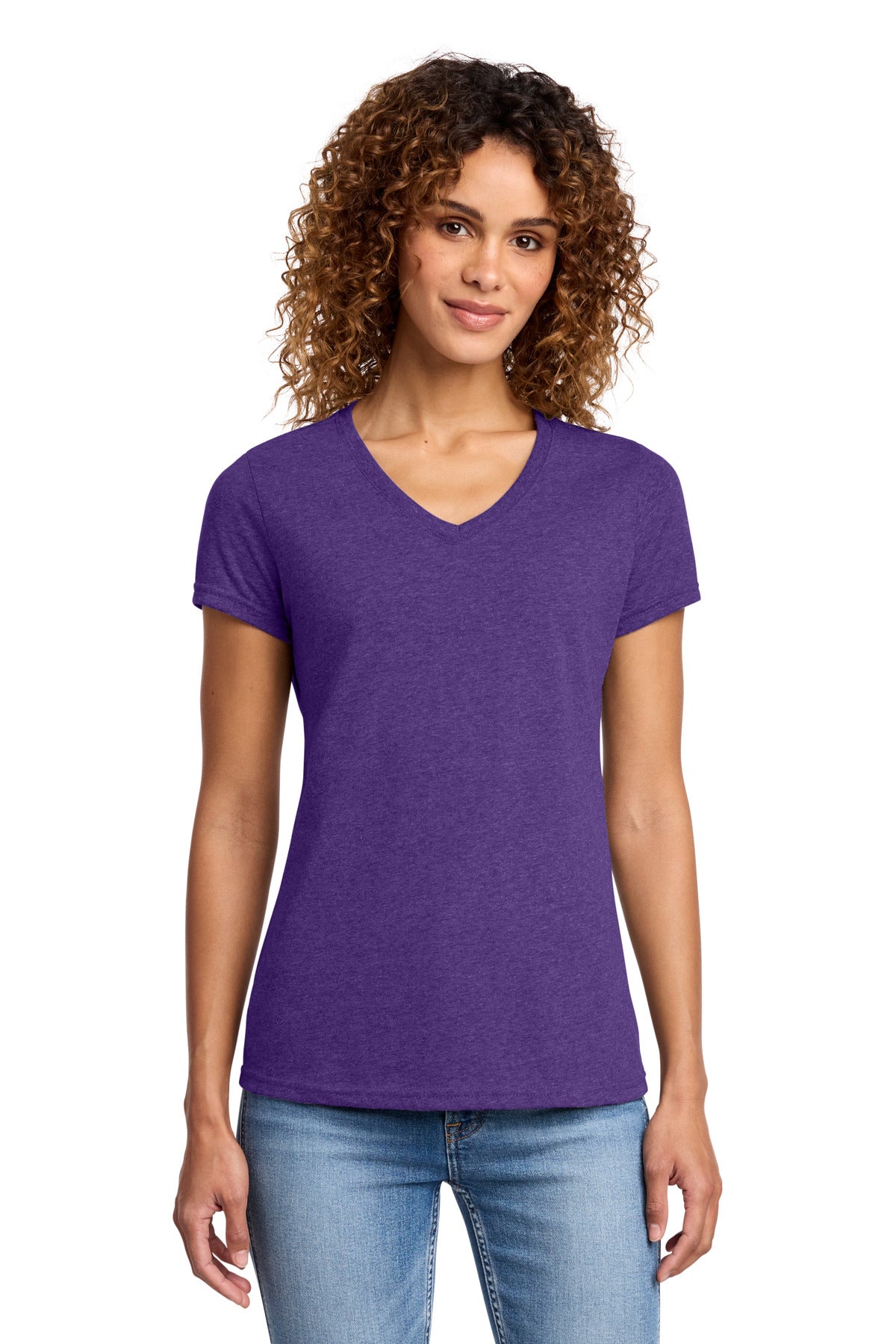 Port & Co Women's Fan Favorite Blend V-Neck Tee - Team Purple Heather