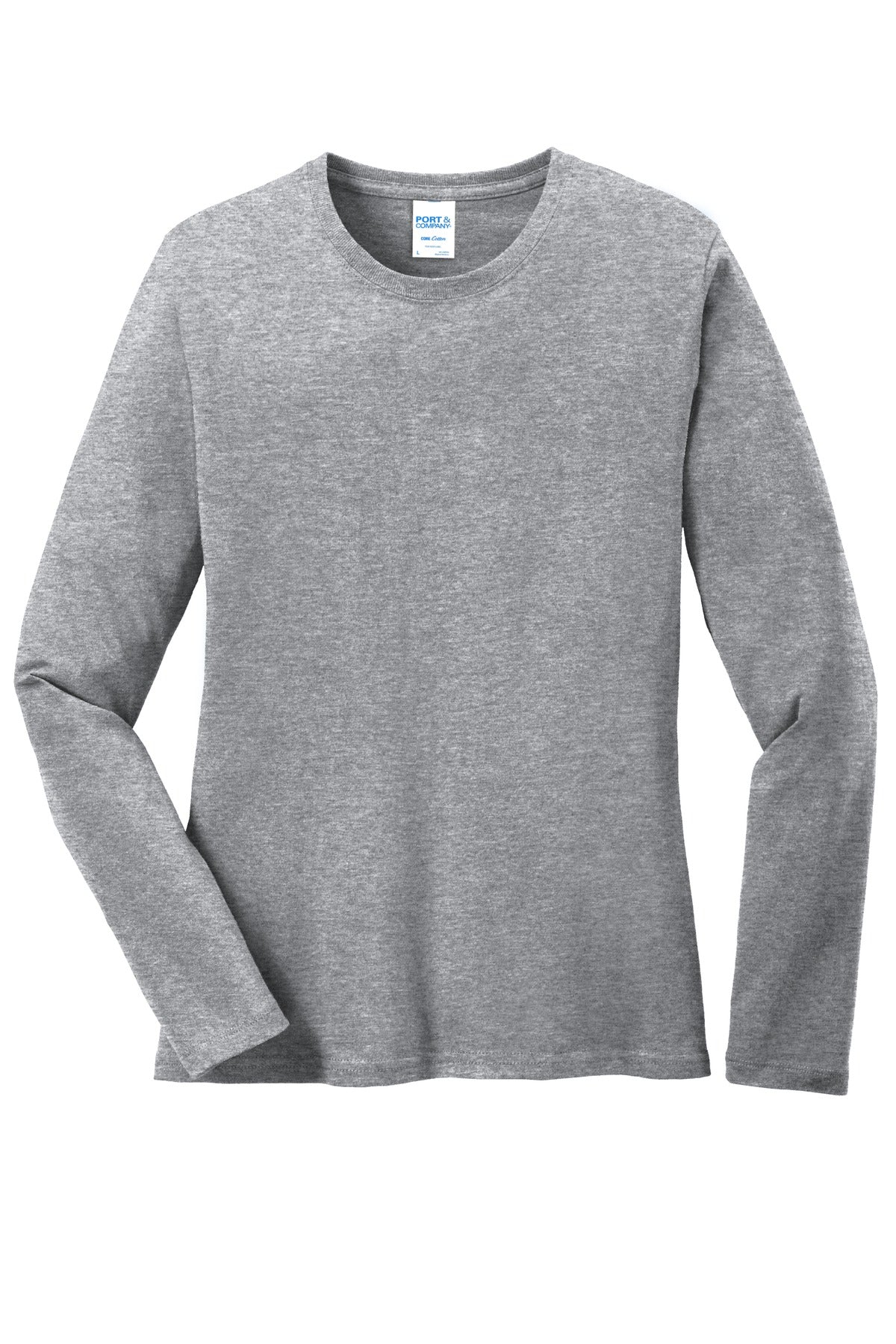 Port & Co Women's Long Sleeve Core Cotton Tee - Athletic Heather
