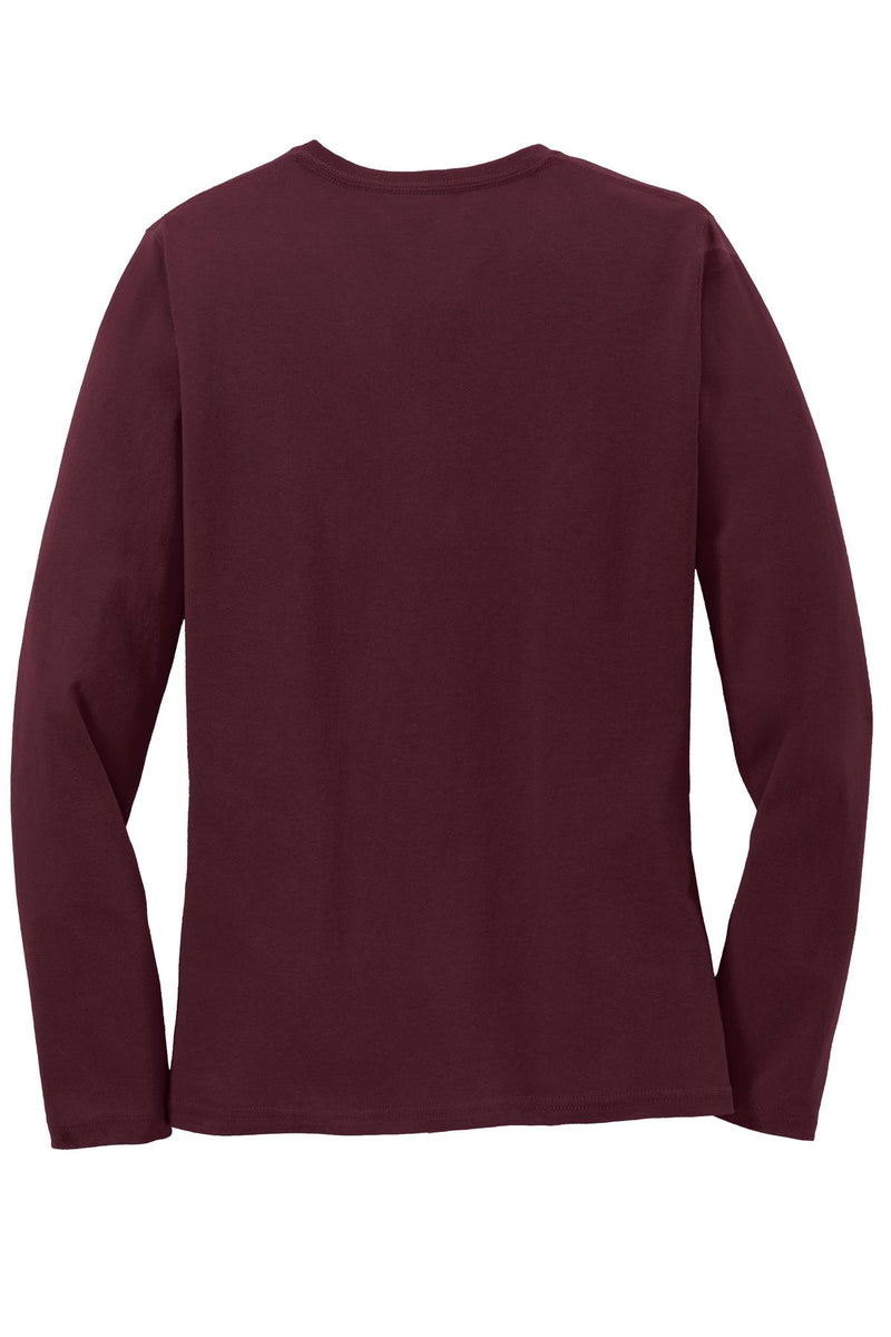 Port & Co Women's Long Sleeve Core Cotton Tee - Athletic Maroon