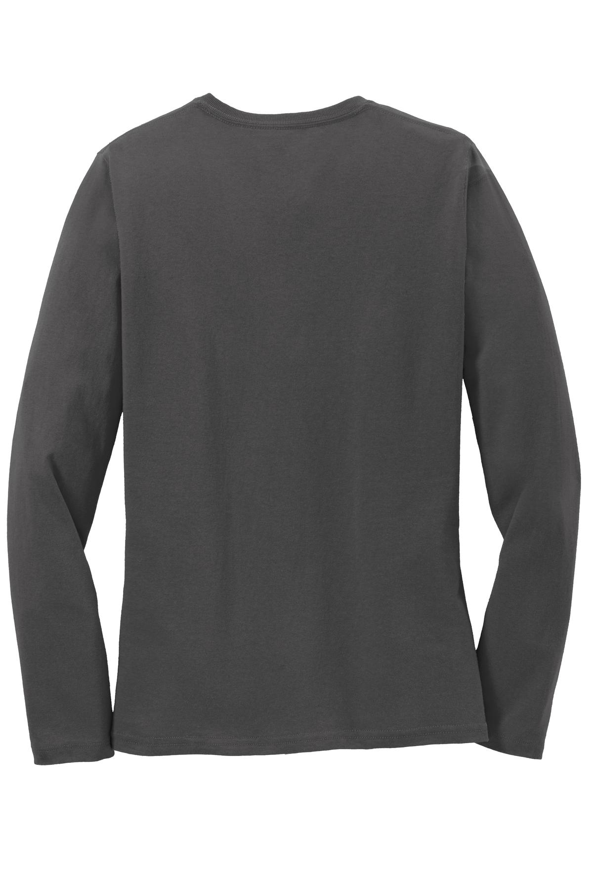 Port & Co Women's Long Sleeve Core Cotton Tee - Charcoal