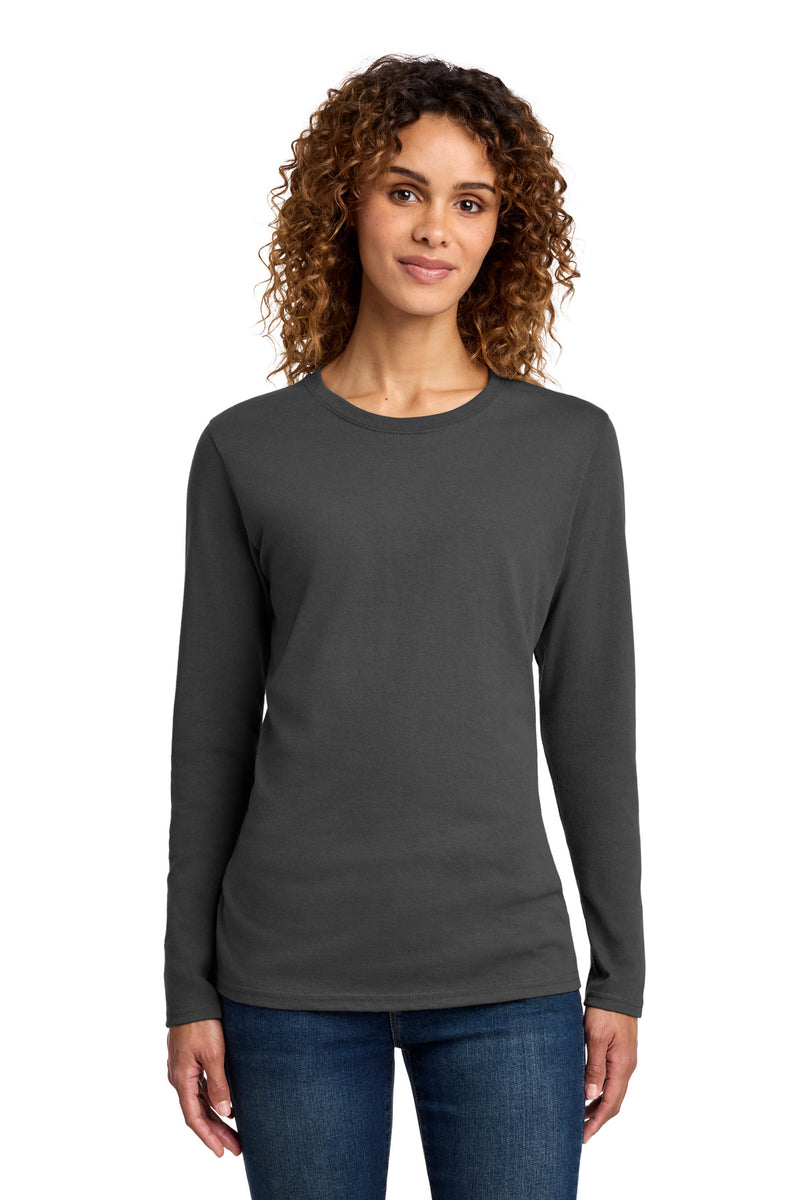 Port & Co Women's Long Sleeve Core Cotton Tee - Charcoal
