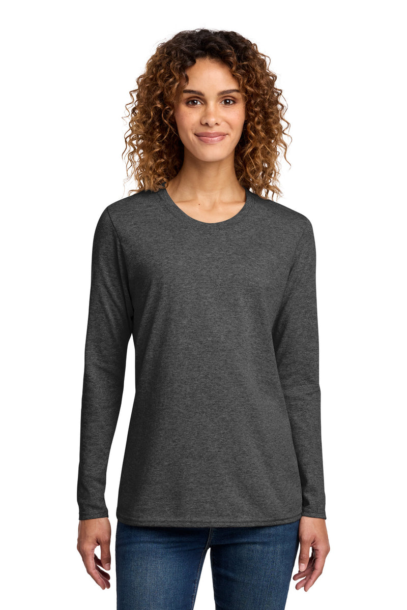 Port & Co Women's Long Sleeve Core Cotton Tee - Dark Heather Grey