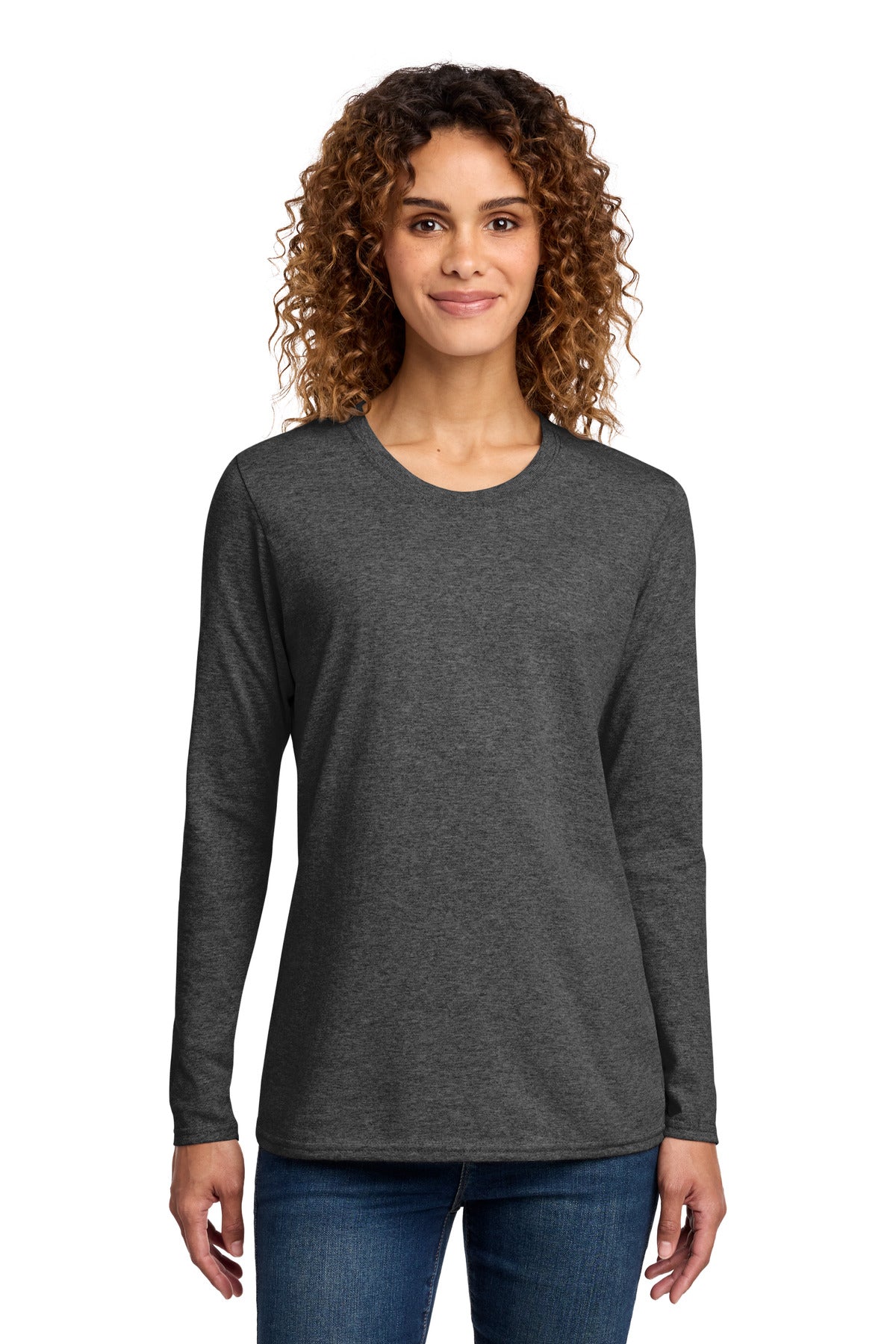 Genesis Church Charlevoix · Port & Co Women's Long Sleeve Core Cotton Tee (Dark Heather Grey)