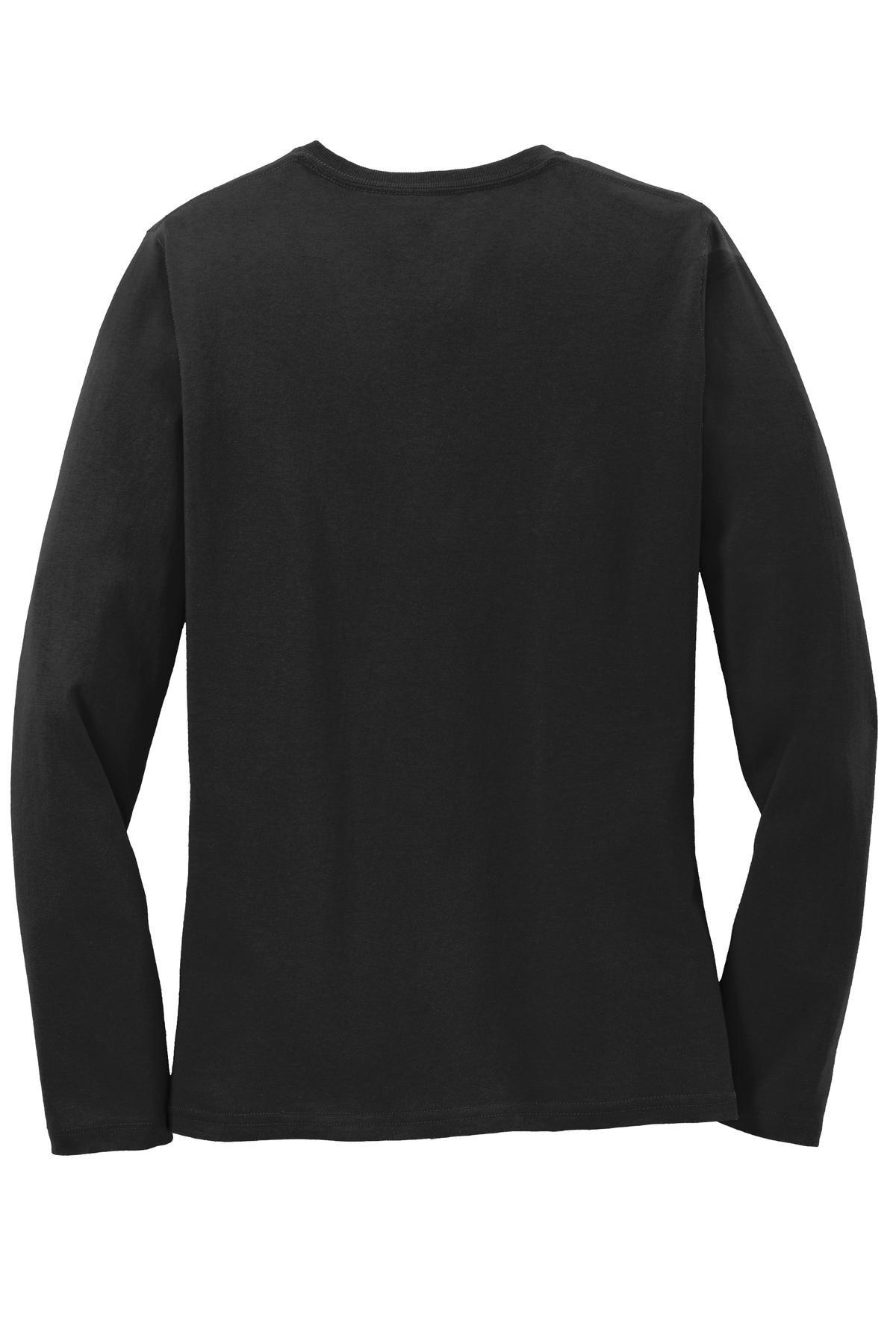 Port & Co Women's Long Sleeve Core Cotton Tee - Jet Black
