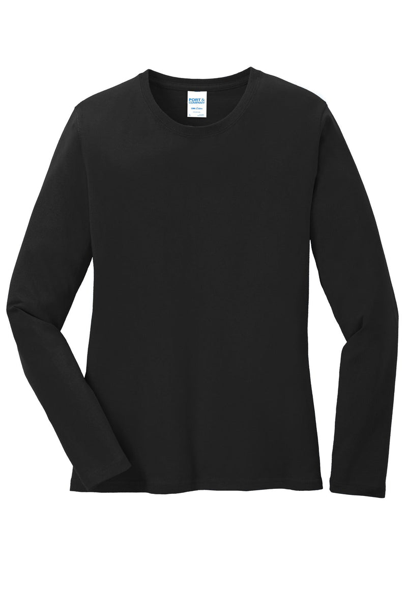 Genesis Church Boyne · Port & Co Women's Long Sleeve Core Cotton Tee (Jet Black)