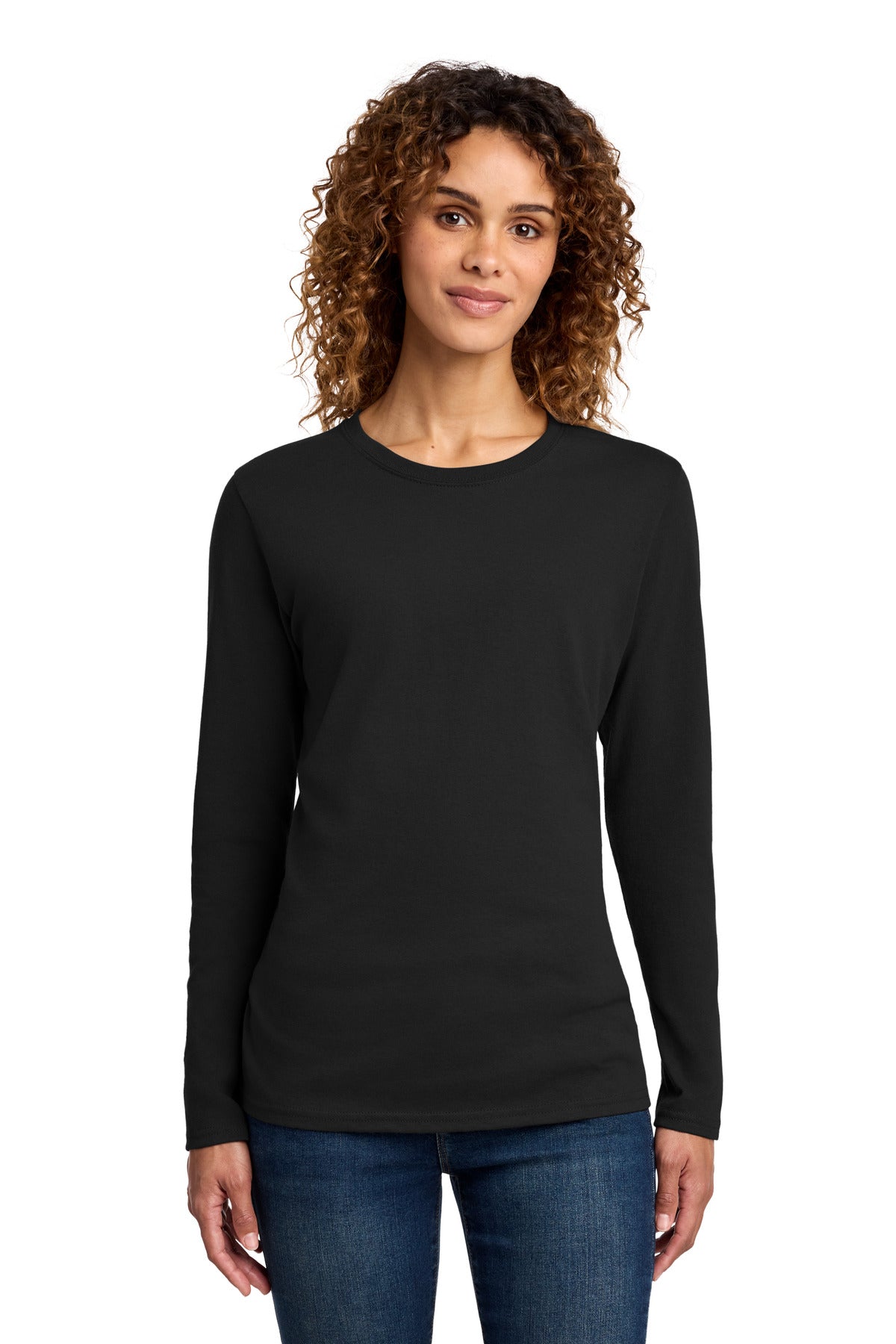 Port & Co Women's Long Sleeve Core Cotton Tee - Jet Black