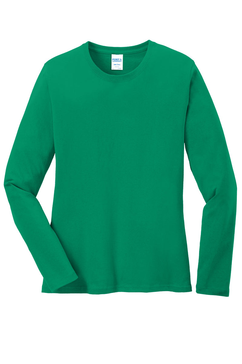 Port & Co Women's Long Sleeve Core Cotton Tee - Kelly