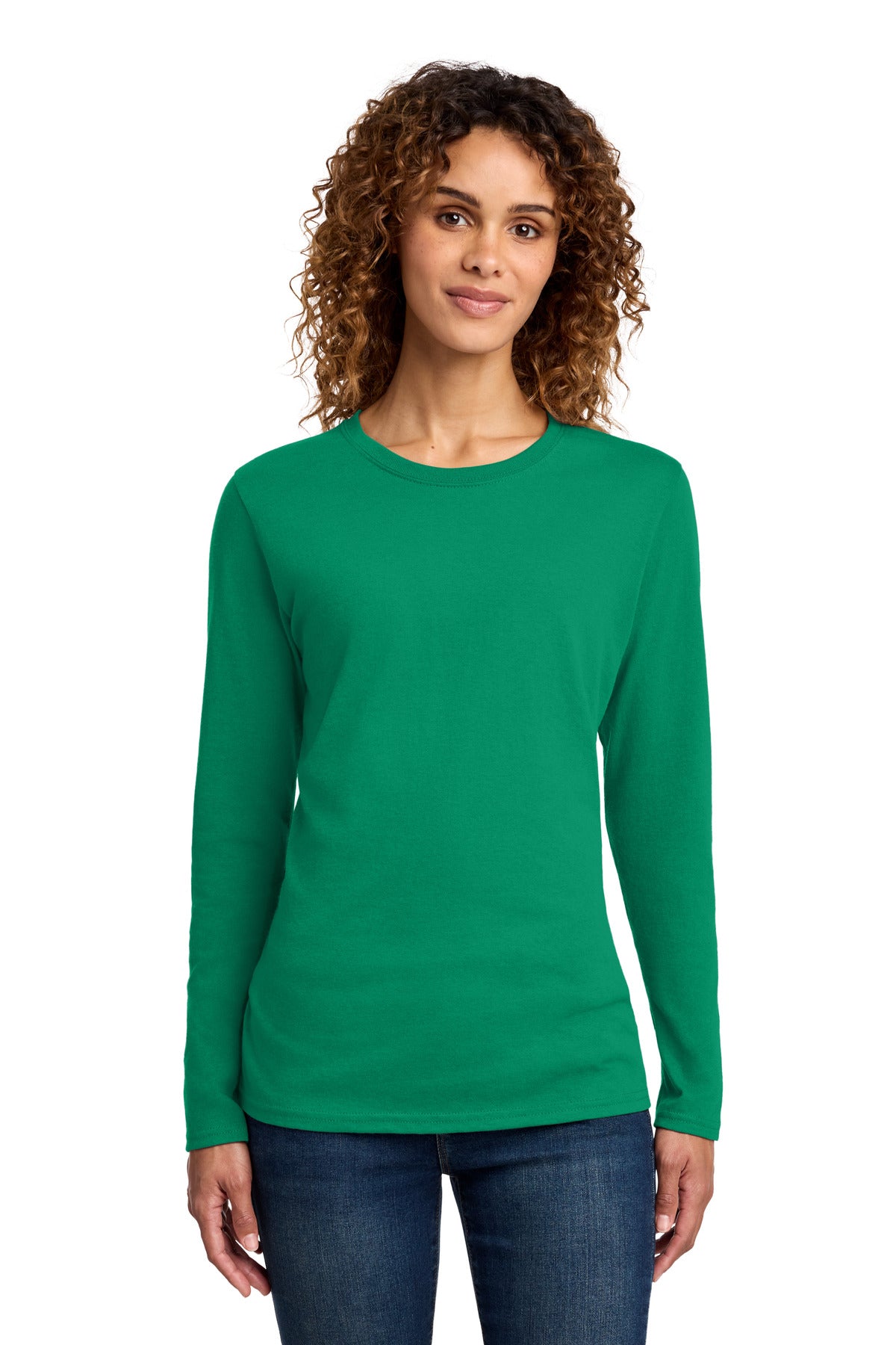 Port & Co Women's Long Sleeve Core Cotton Tee - Kelly