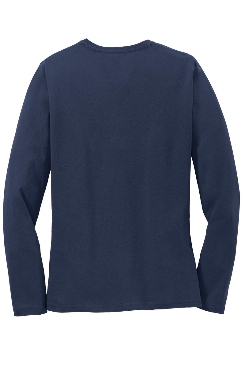 Port & Co Women's Long Sleeve Core Cotton Tee - Navy