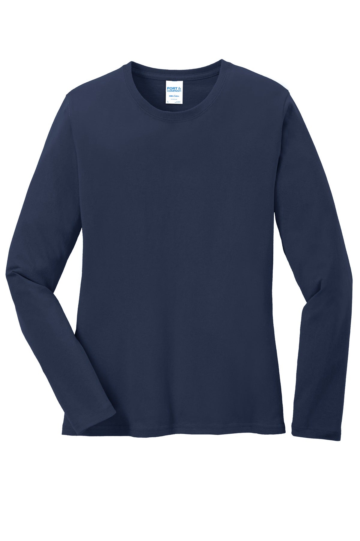 Port & Co Women's Long Sleeve Core Cotton Tee - Navy