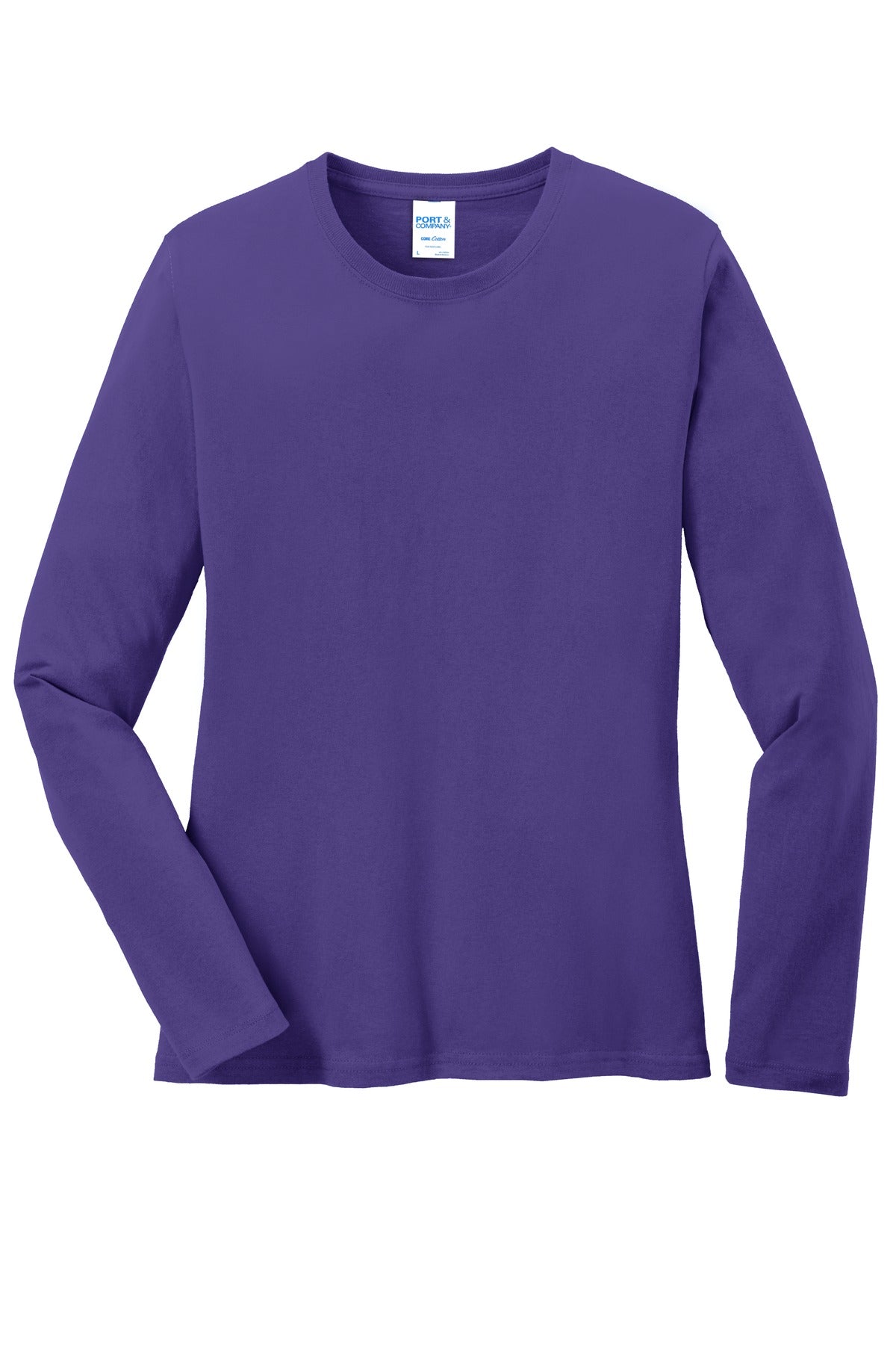Port & Co Women's Long Sleeve Core Cotton Tee - Purple