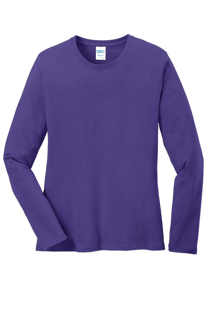 Port & Co Women's Long Sleeve Core Cotton Tee - Purple