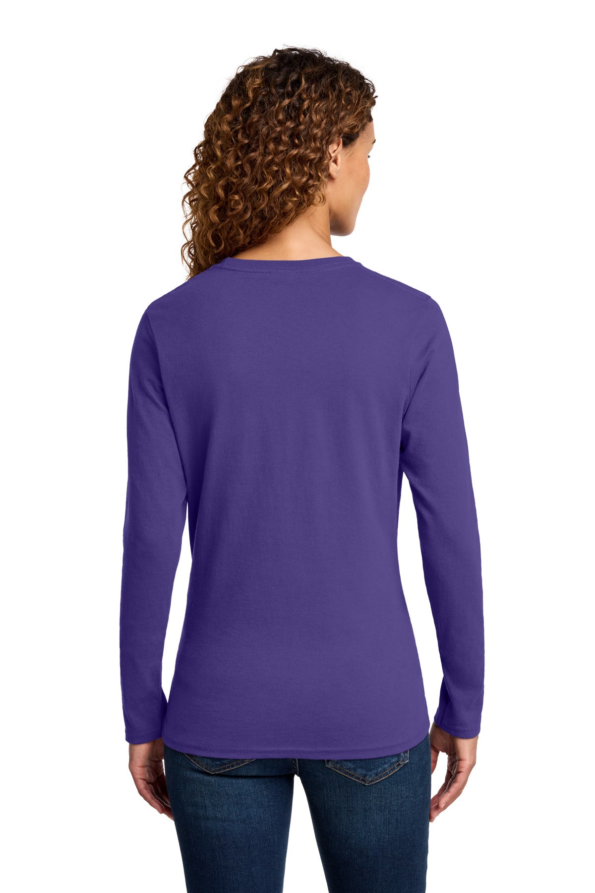 Port & Co Women's Long Sleeve Core Cotton Tee - Purple