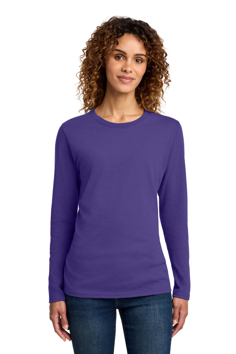 Port & Co Women's Long Sleeve Core Cotton Tee - Purple