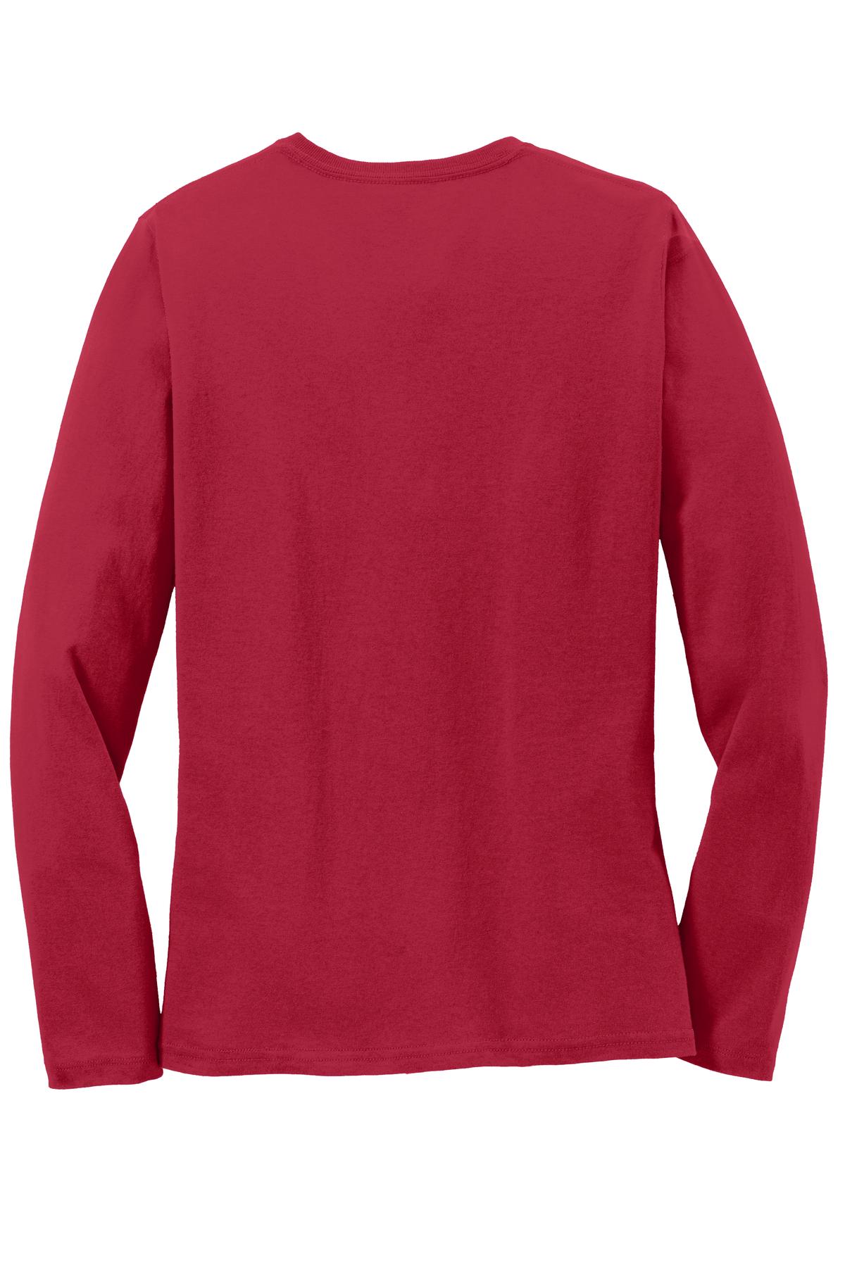 Port & Co Women's Long Sleeve Core Cotton Tee - Red
