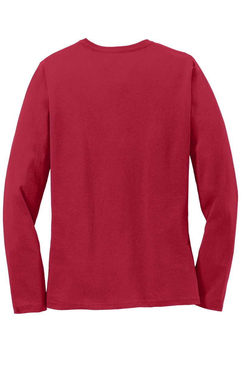 Port & Co Women's Long Sleeve Core Cotton Tee - Red