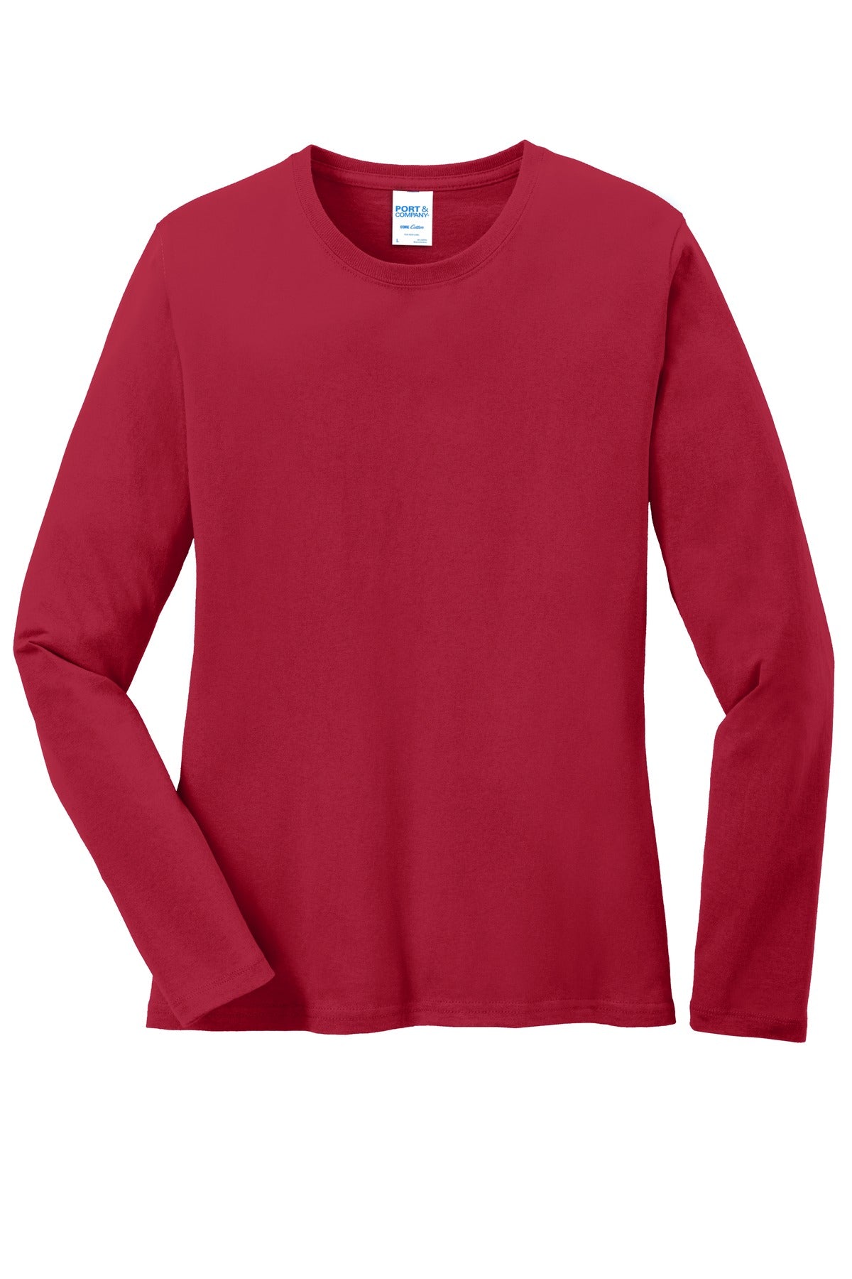 Port & Co Women's Long Sleeve Core Cotton Tee - Red