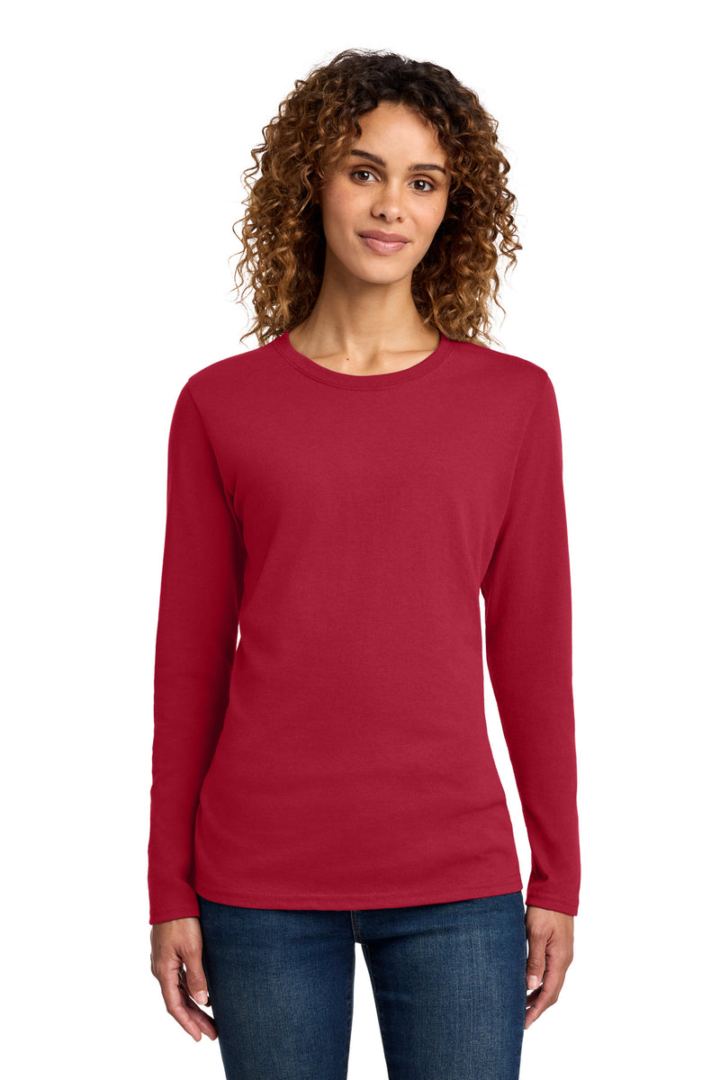 Port & Co Women's Long Sleeve Core Cotton Tee - Red