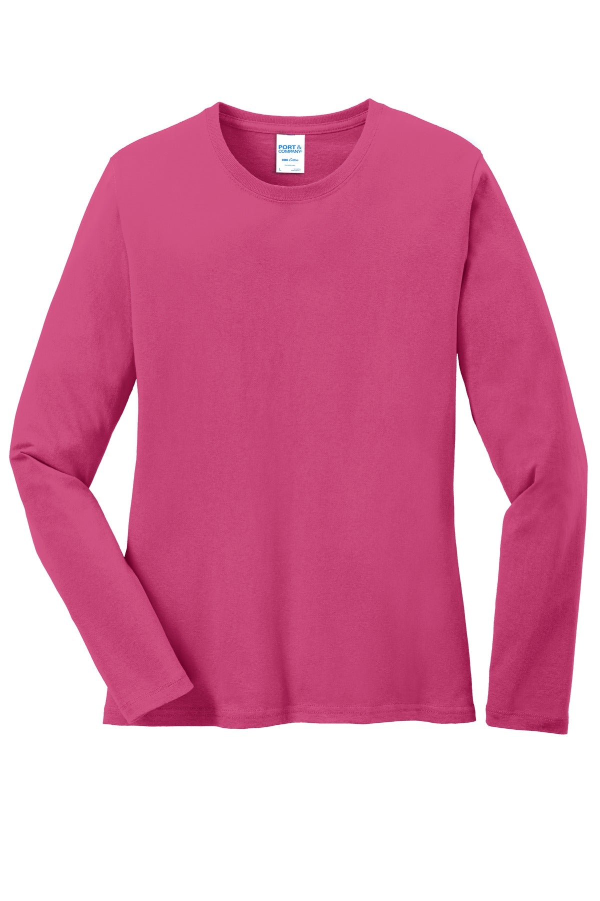 Port & Co Women's Long Sleeve Core Cotton Tee - Sangria