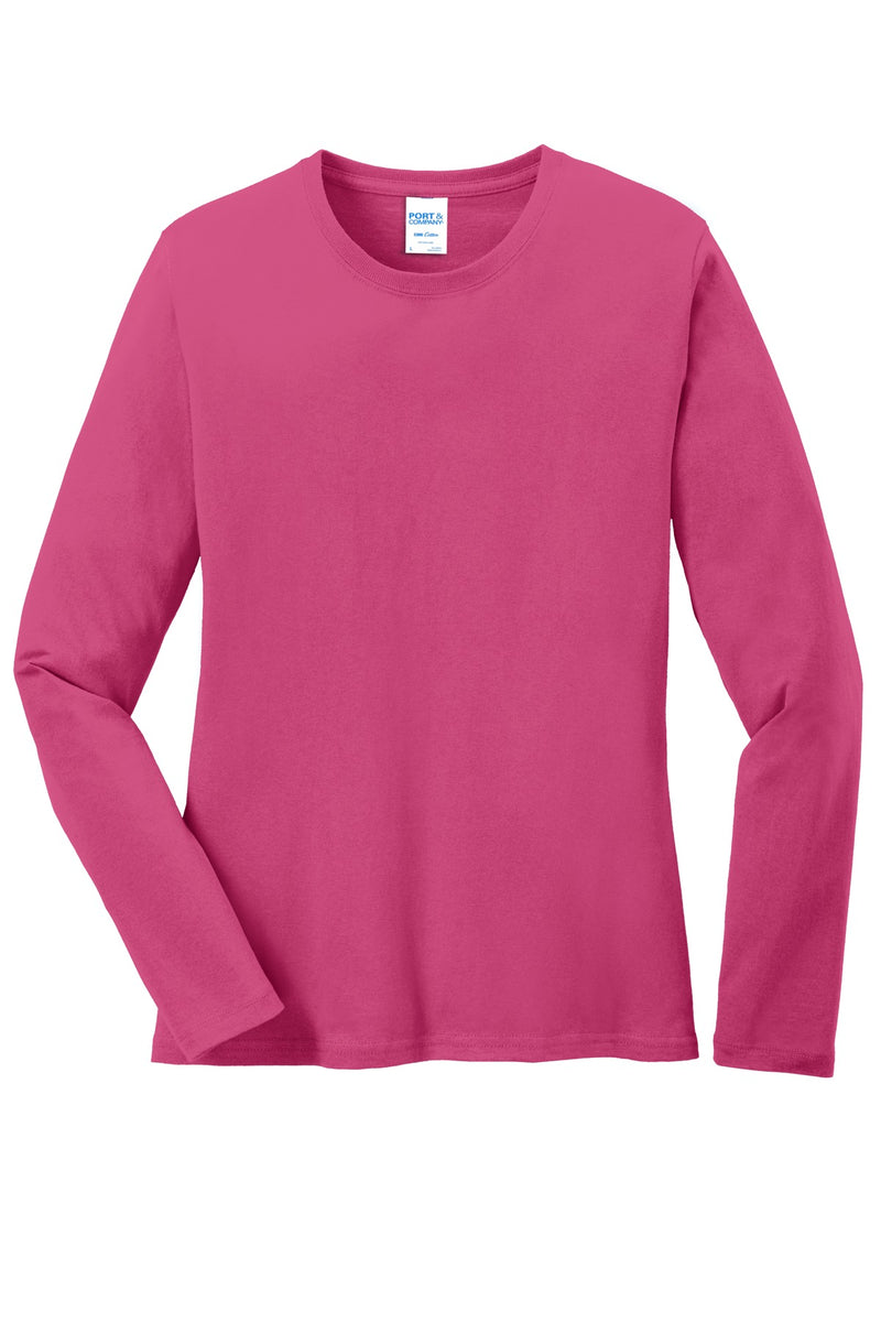 Port & Co Women's Long Sleeve Core Cotton Tee - Sangria