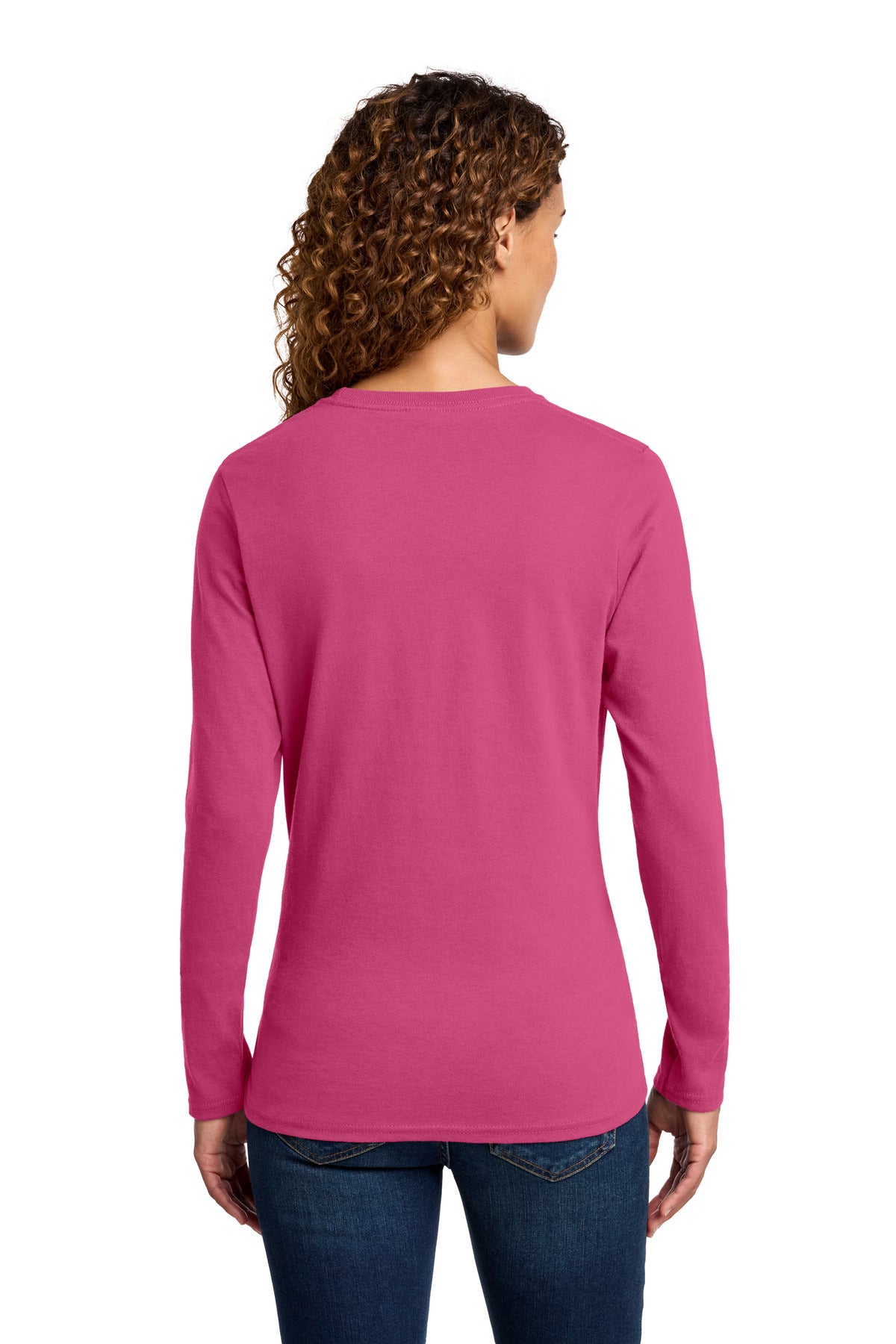 Port & Co Women's Long Sleeve Core Cotton Tee - Sangria