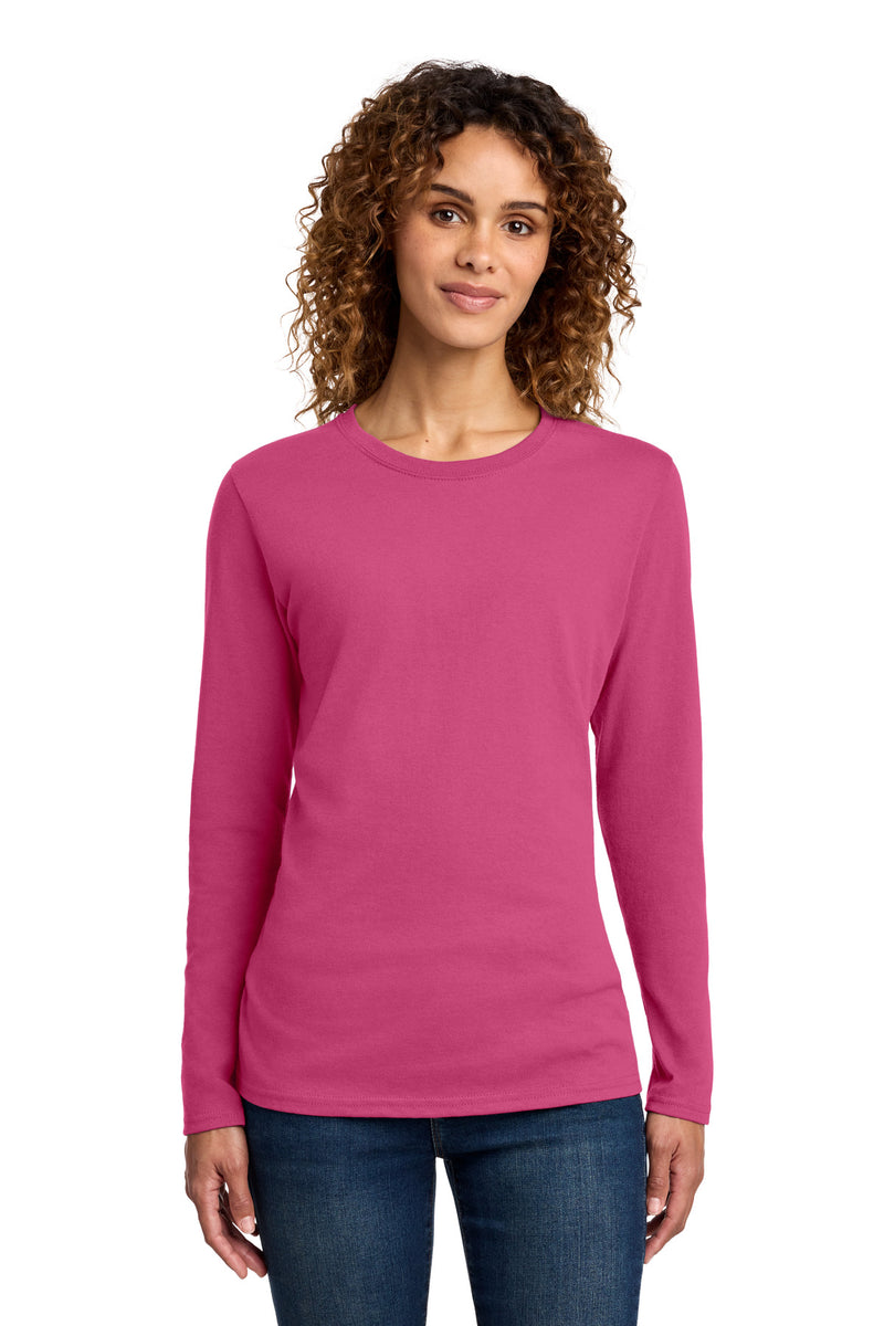 Port & Co Women's Long Sleeve Core Cotton Tee - Sangria