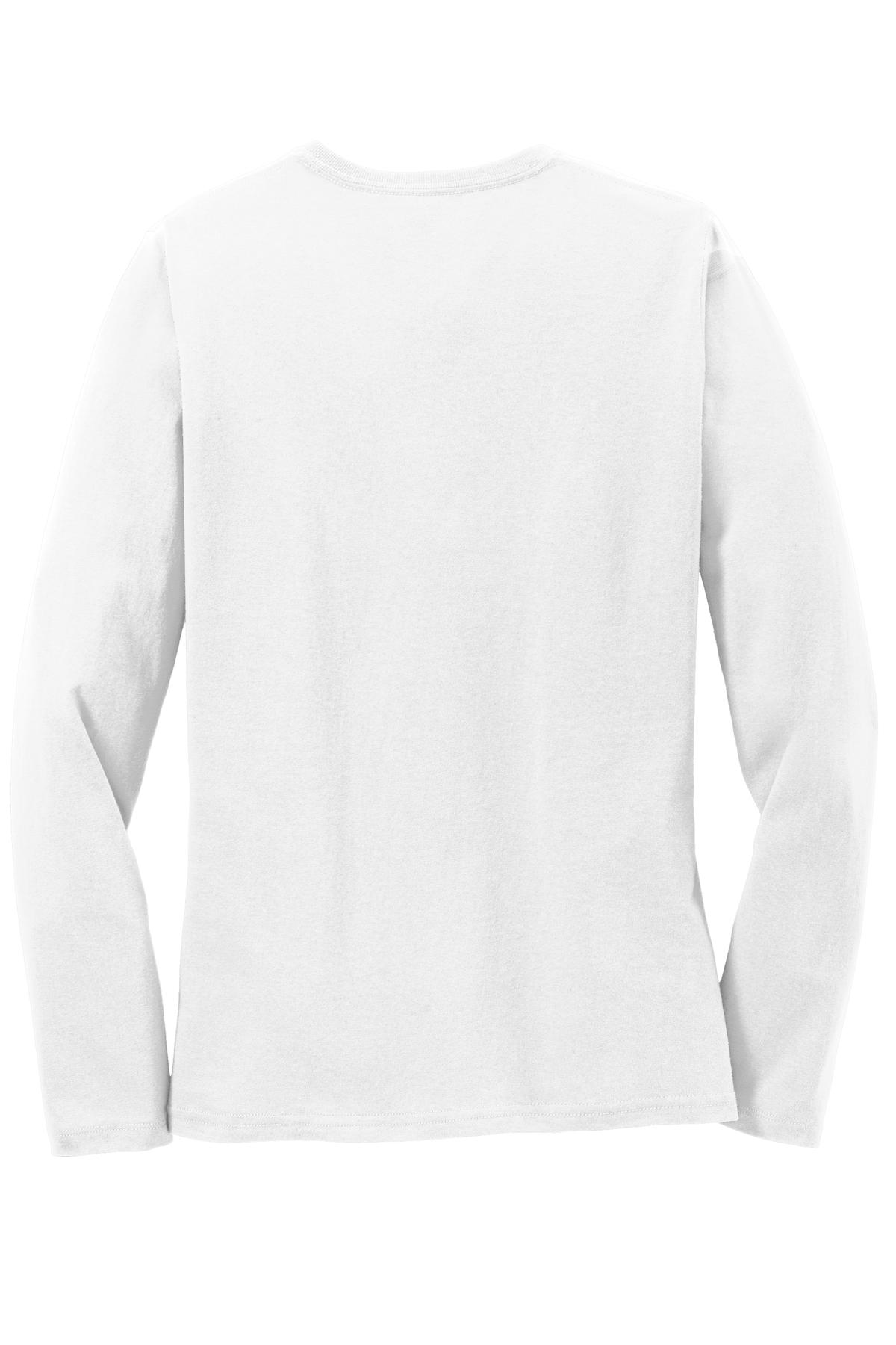 Port & Co Women's Long Sleeve Core Cotton Tee - White
