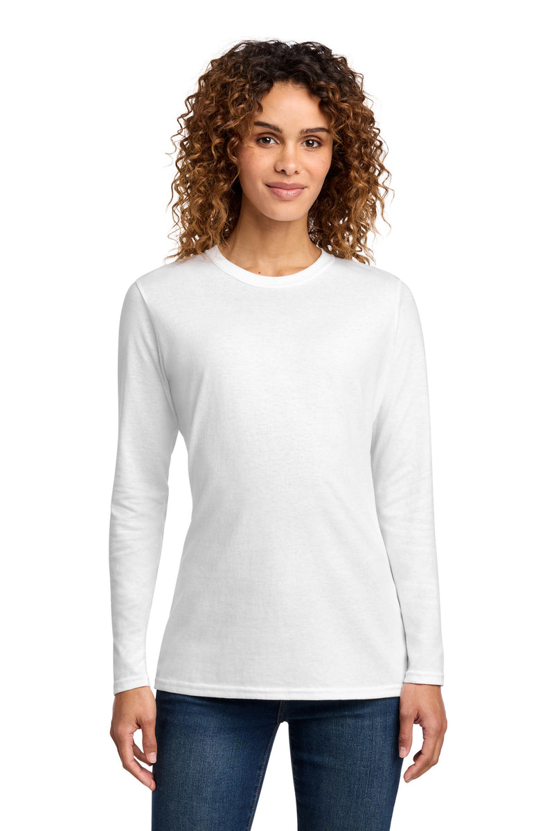 Port & Co Women's Long Sleeve Core Cotton Tee - White