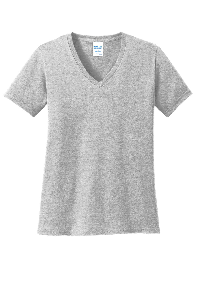 Port & Co Women's Core Cotton V-Neck Tee - Ash