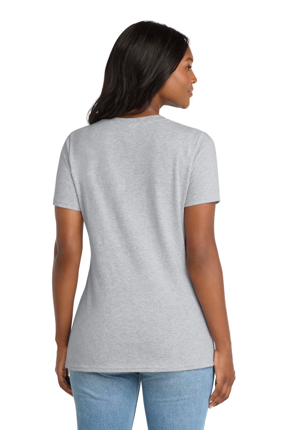 Port & Co Women's Core Cotton V-Neck Tee - Ash