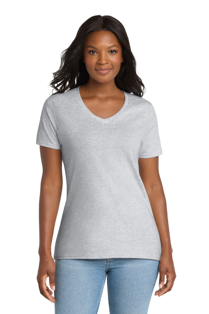 Port & Co Women's Core Cotton V-Neck Tee - Ash