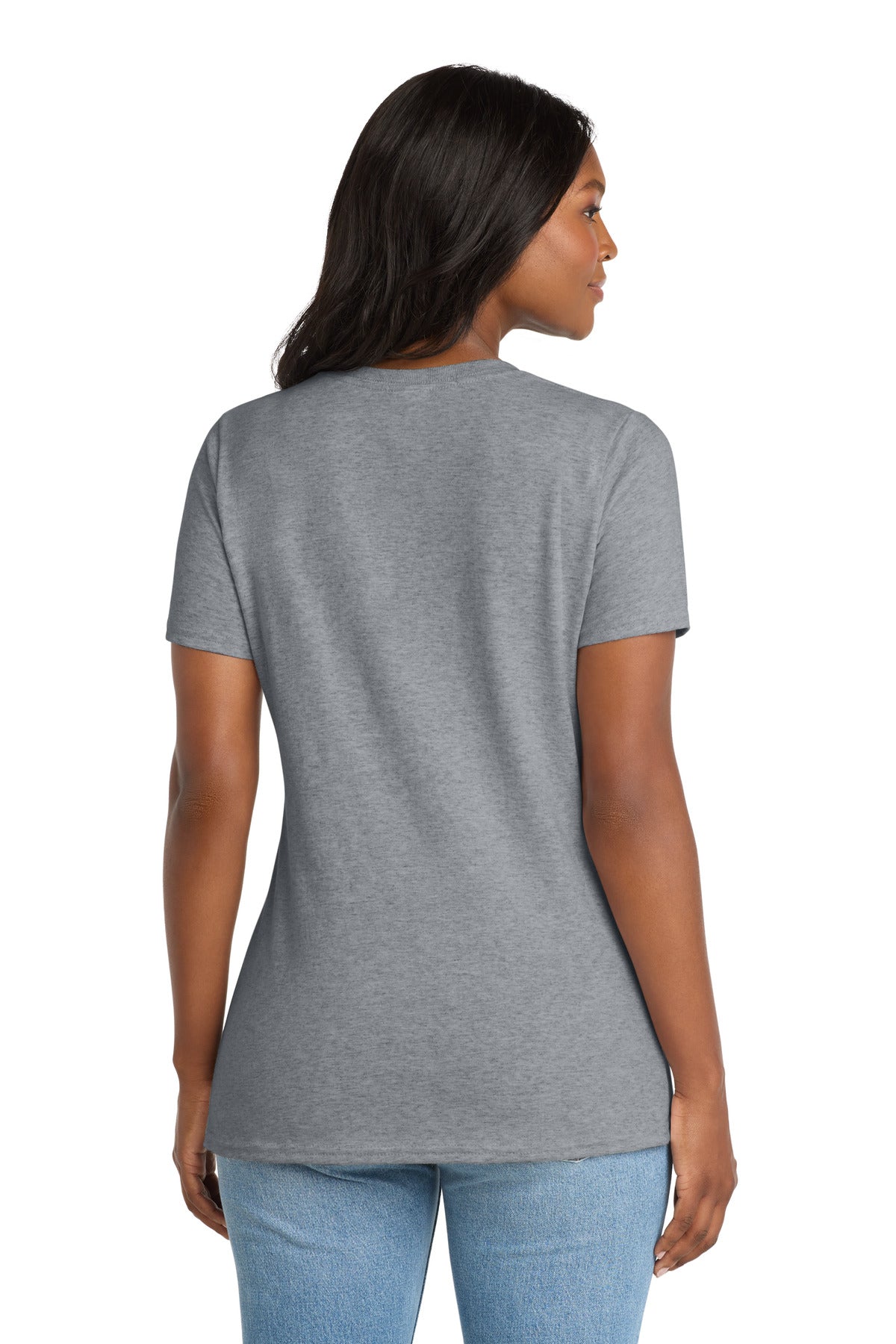 Port & Co Women's Core Cotton V-Neck Tee - Athletic Heather