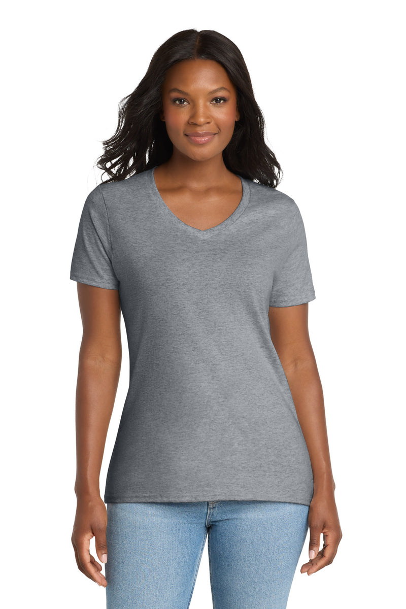 Port & Co Women's Core Cotton V-Neck Tee - Athletic Heather