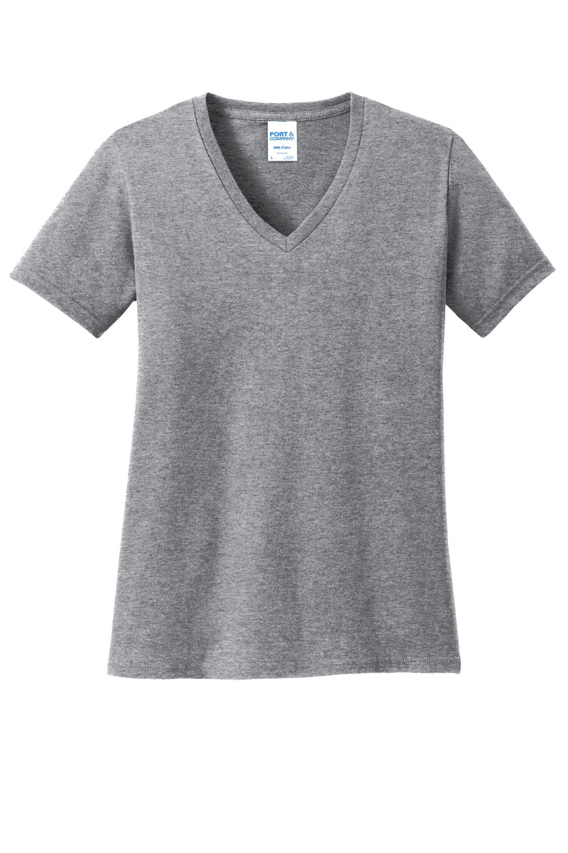 Port & Co Women's Core Cotton V-Neck Tee - Athletic Heather