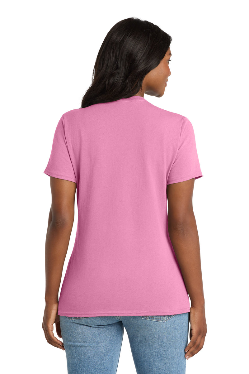Port & Co Women's Core Cotton V-Neck Tee - Candy Pink