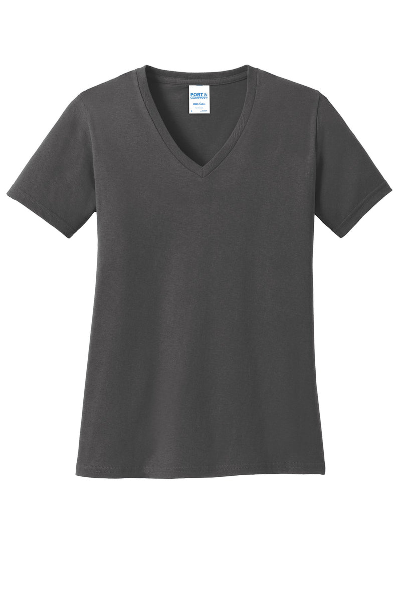 Port & Co Women's Core Cotton V-Neck Tee - Charcoal